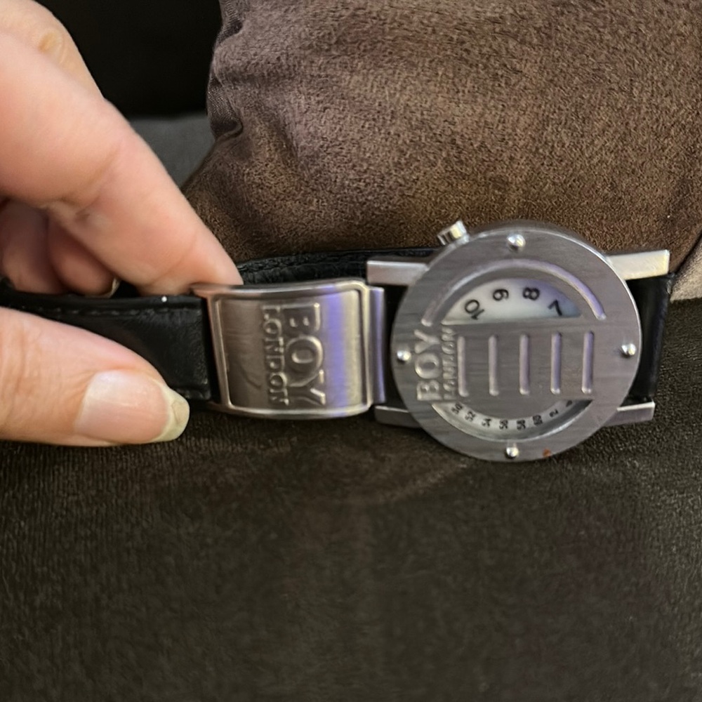 BOY London Unisex Leather Strap Watch – Silver/Black - Picture 7 of 13